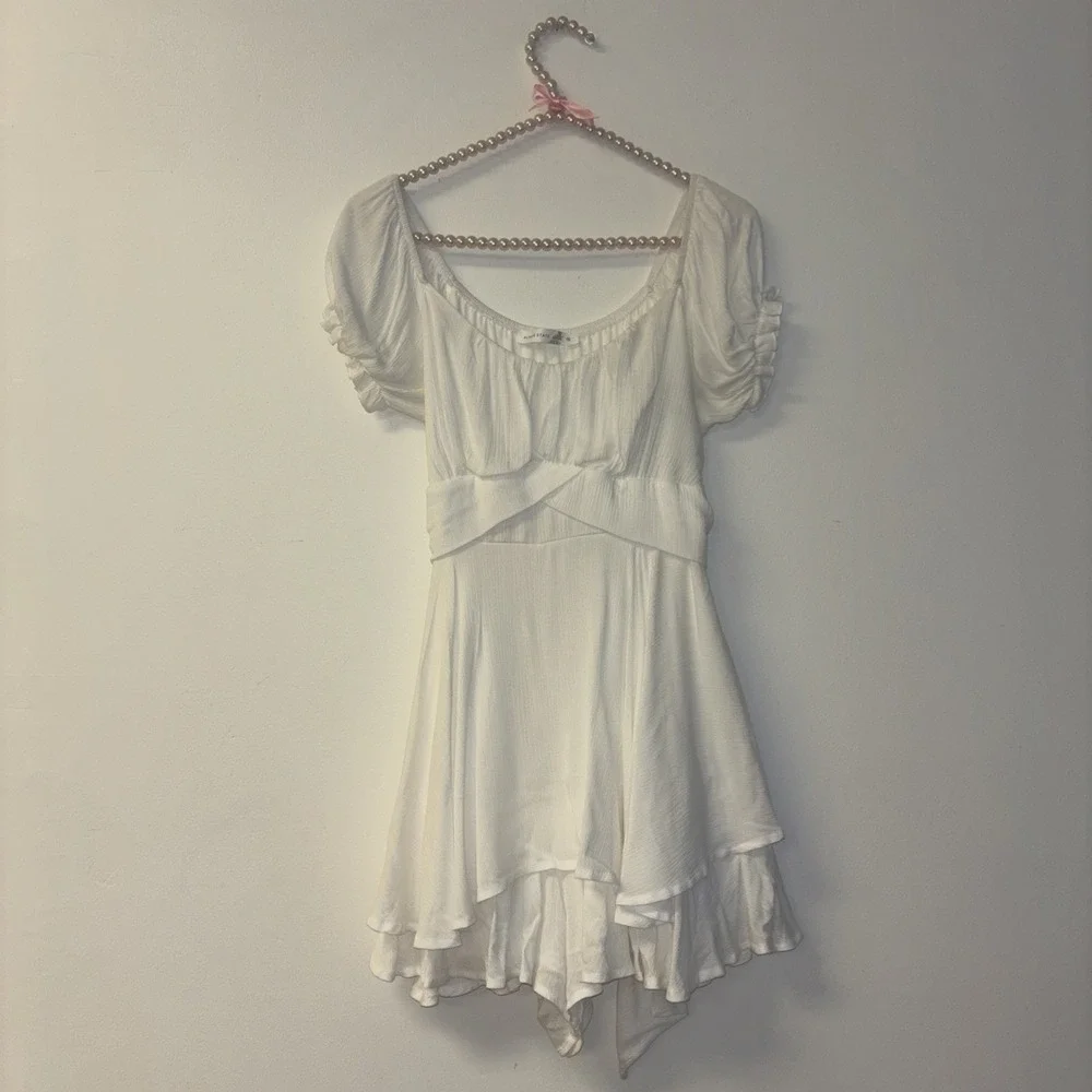 Womens White Women's Dress Sz S Cottagecore Peasant Fairycore Romper Shorts